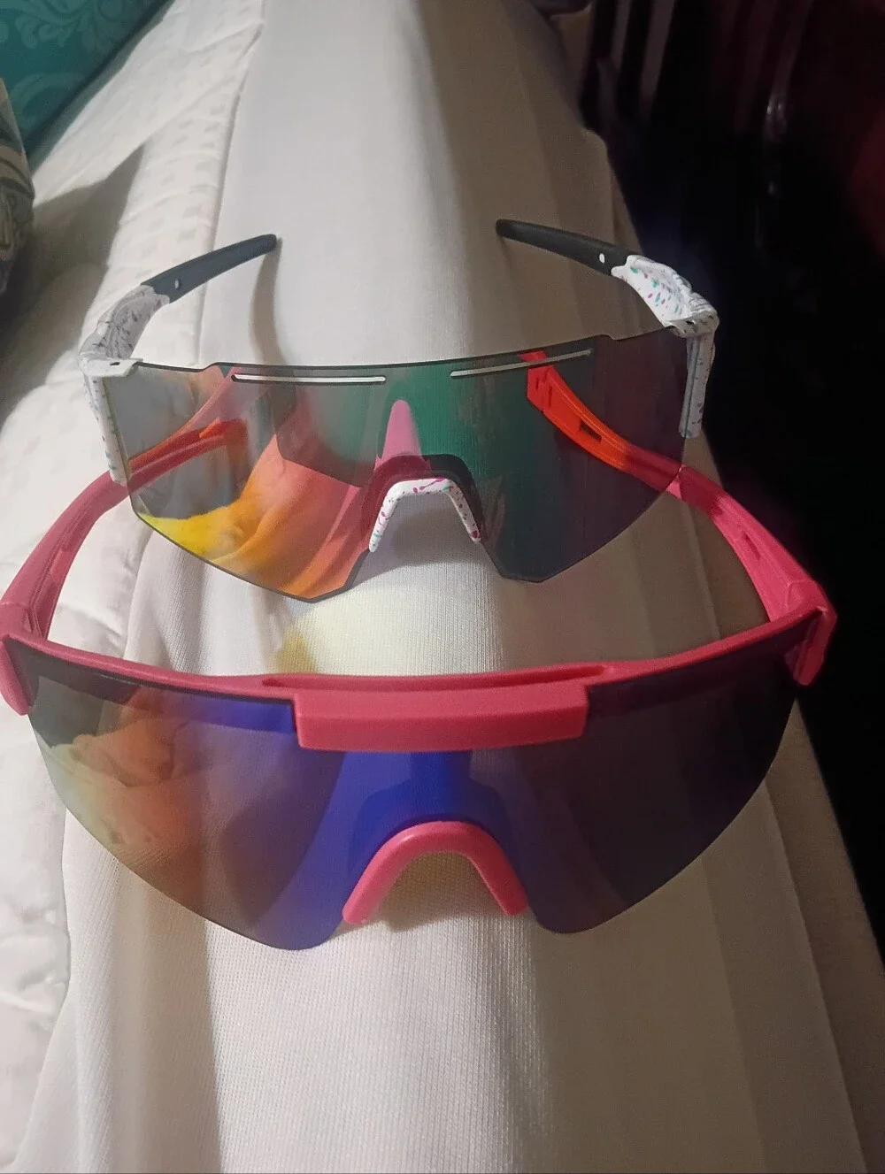 Kids Pink Shield Sunglasses with Mirror Lenses
